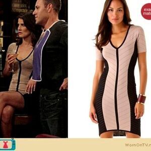 NWT Torn Ronny Kobo Caterina Dress Sexy BodyCon Fitted Comfort Black Nude Tan